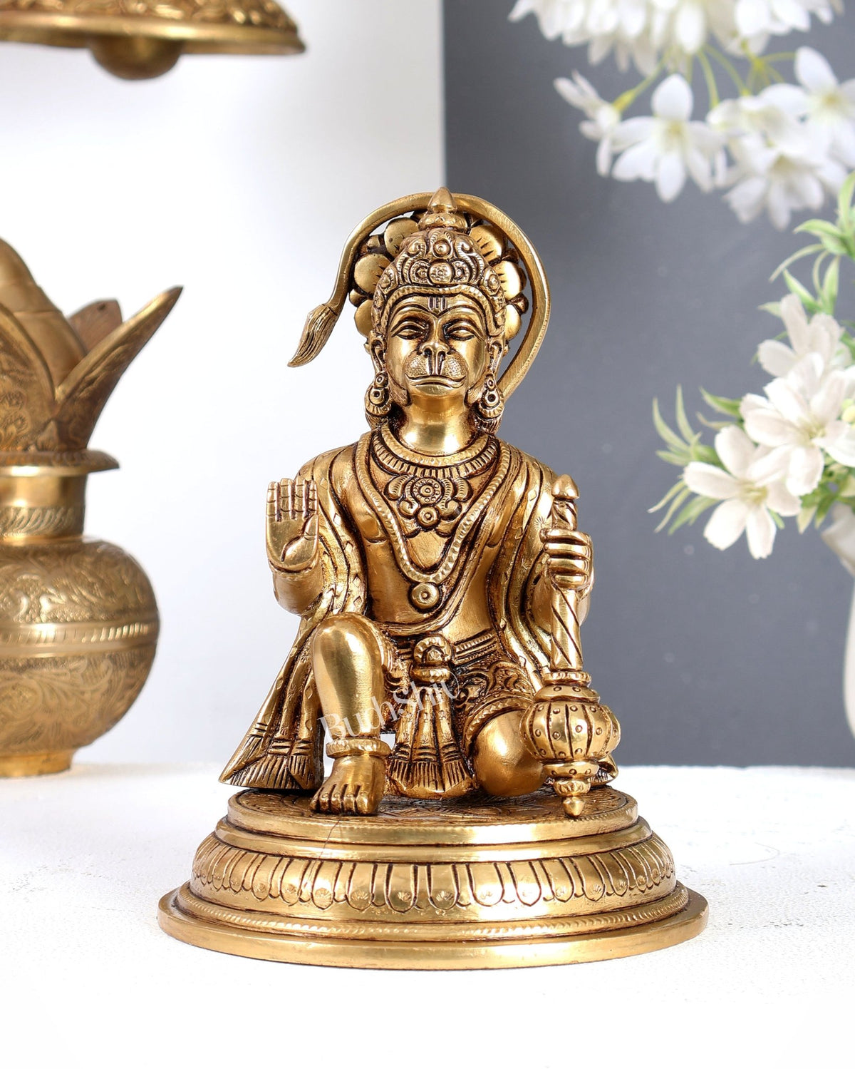 Brass Superfine Lord Hanuman Idol - 7 inch - Budhshiv.com