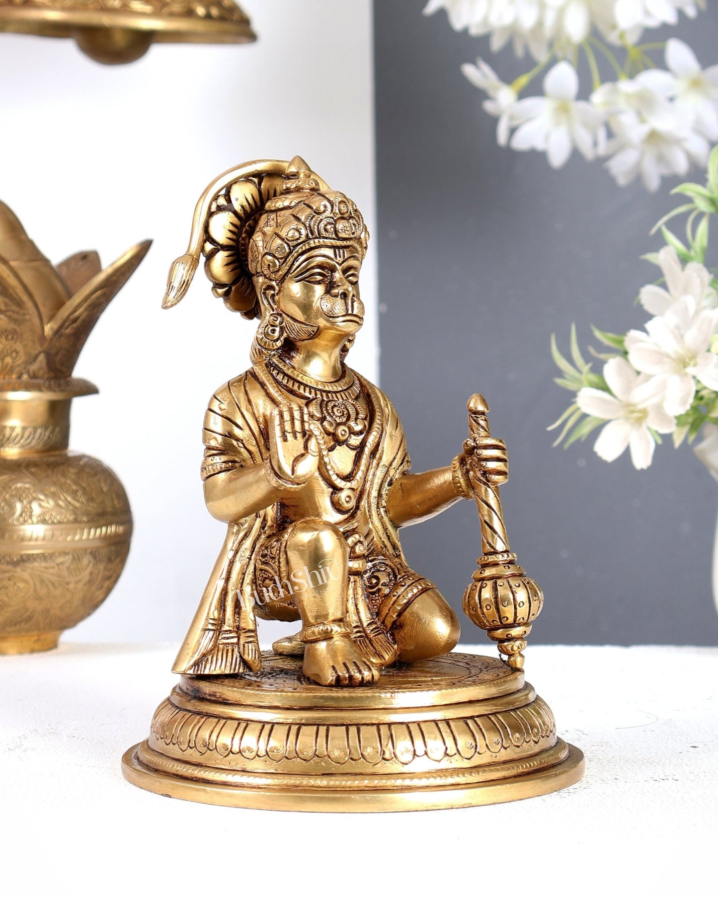 Brass Superfine Lord Hanuman Idol - 7 inch - Budhshiv.com