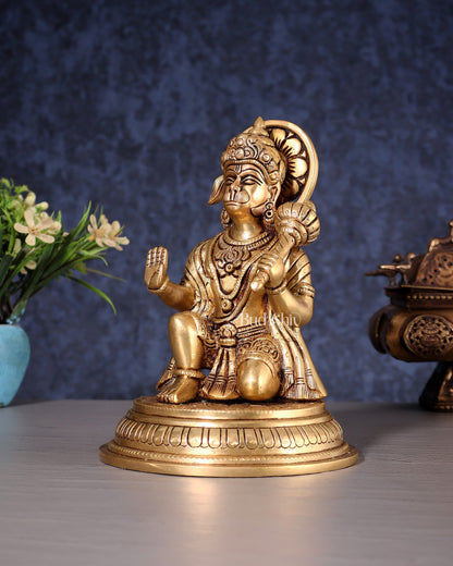 Brass Superfine Lord Hanuman Idol - 7" - Budhshiv.com