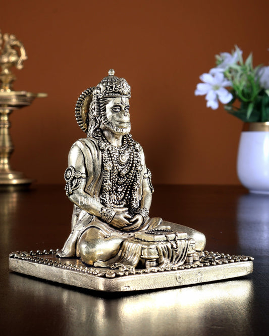 Brass Superfine Lord Hanuman in Meditation (Dhyana Mudra) Idol – 4 inch - Budhshiv.com