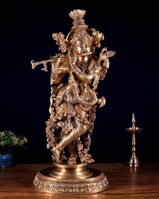Brass Superfine Lord Krishna Statue – 26 inch - Budhshiv.com
