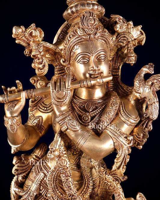 Brass Superfine Lord Krishna Statue – 26 inch - Budhshiv.com