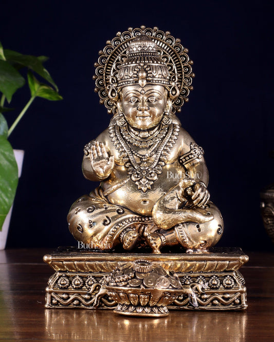 Brass Superfine Lord Kubera Idol – Intricately Crafted (6 Inch) - Budhshiv.com