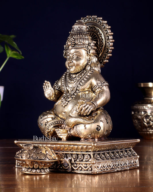 Brass Superfine Lord Kubera Idol – Intricately Crafted (6 Inch) - Budhshiv.com
