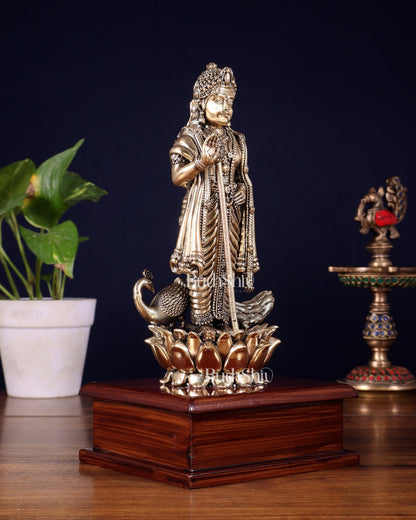 Brass Superfine Lord Murugan Idol on Wooden Base – 10 Inch - Budhshiv.com