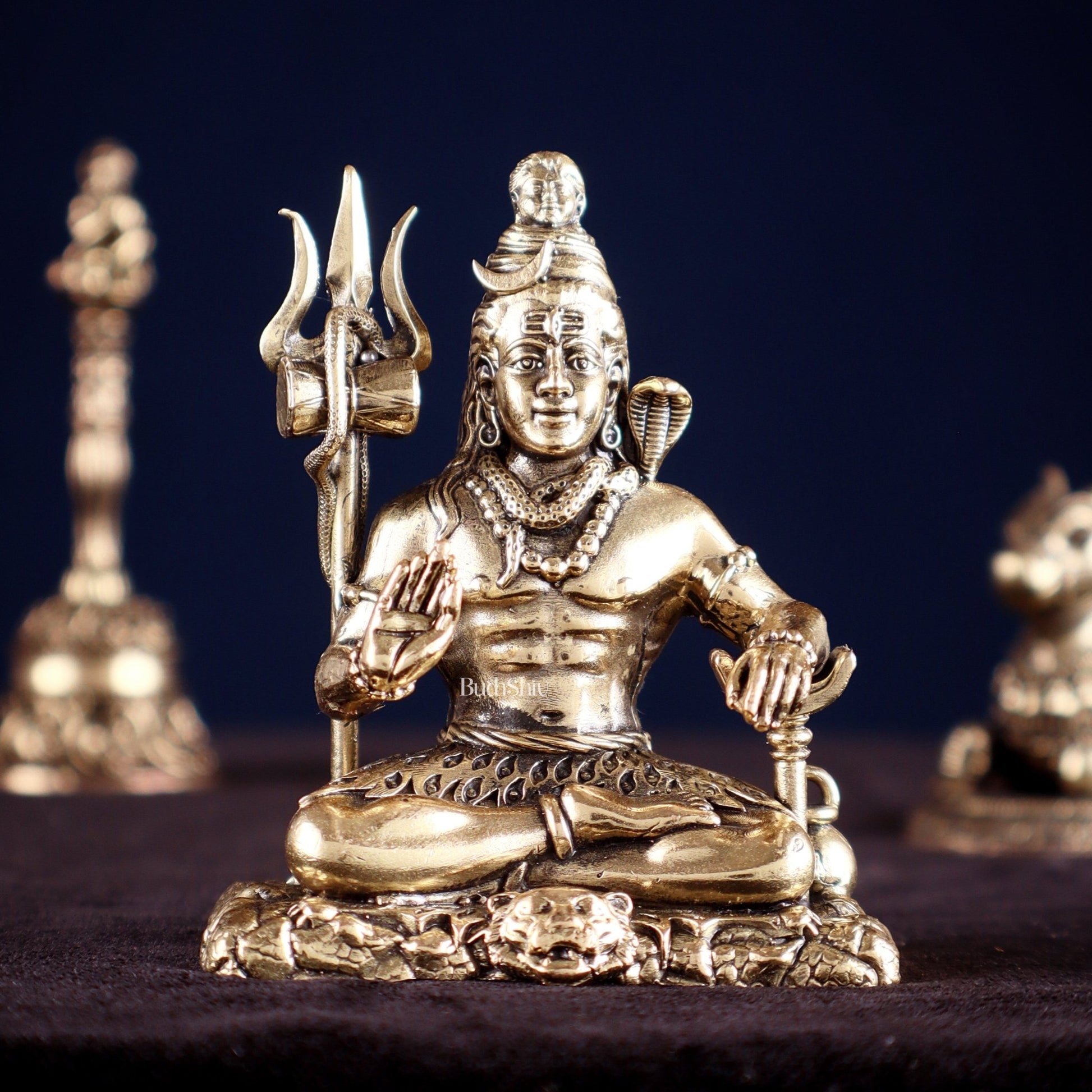 Brass Superfine Lord Shiva Aashirwaad Mudra Idol – Intricately Crafted 4 inch - Budhshiv.com