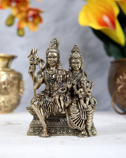 Brass Superfine Lord Shiva Family – Intricately Carved Statue 4" - Budhshiv.com