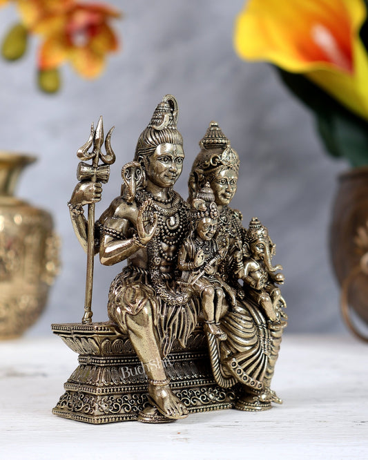 Brass Superfine Lord Shiva Family – Intricately Carved Statue 4" - Budhshiv.com