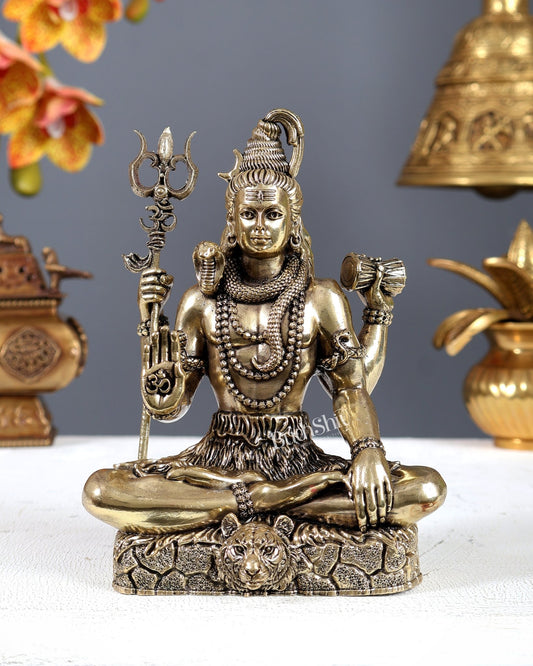 Brass Superfine Lord Shiva Idol in Aashirwad Mudra – Blessing Form Statue (6 Inches) - Budhshiv.com