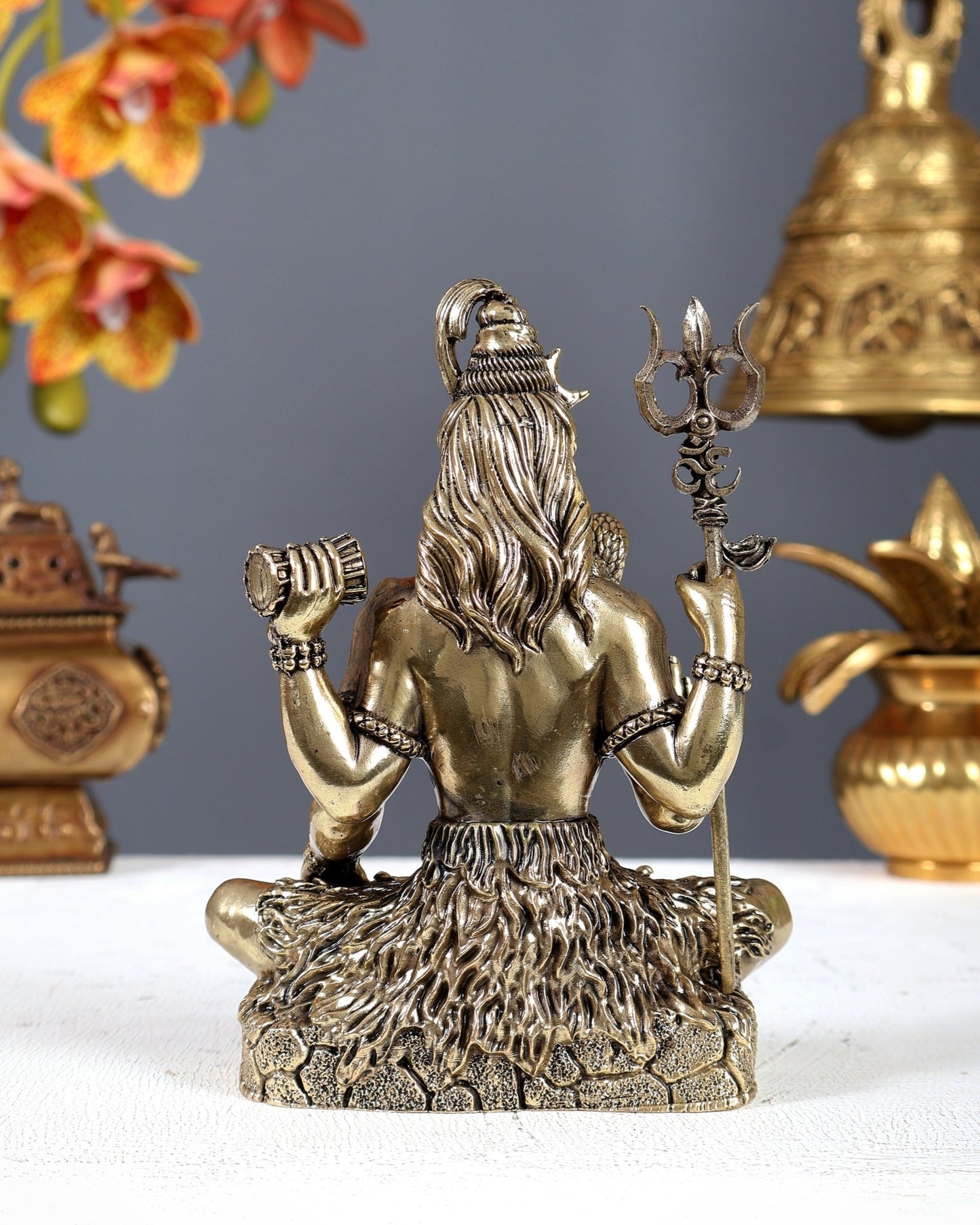 Brass Superfine Lord Shiva Idol in Aashirwad Mudra – Blessing Form Statue (6 Inches) - Budhshiv.com