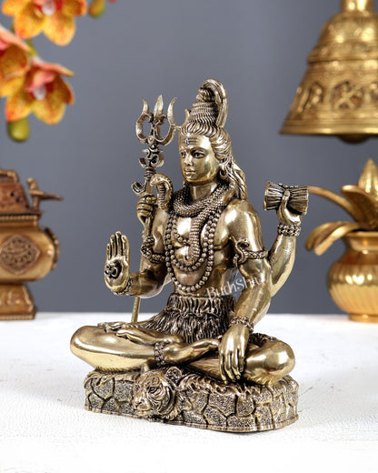Brass Superfine Lord Shiva Idol in Aashirwad Mudra – Blessing Form Statue (6 Inches) - Budhshiv.com