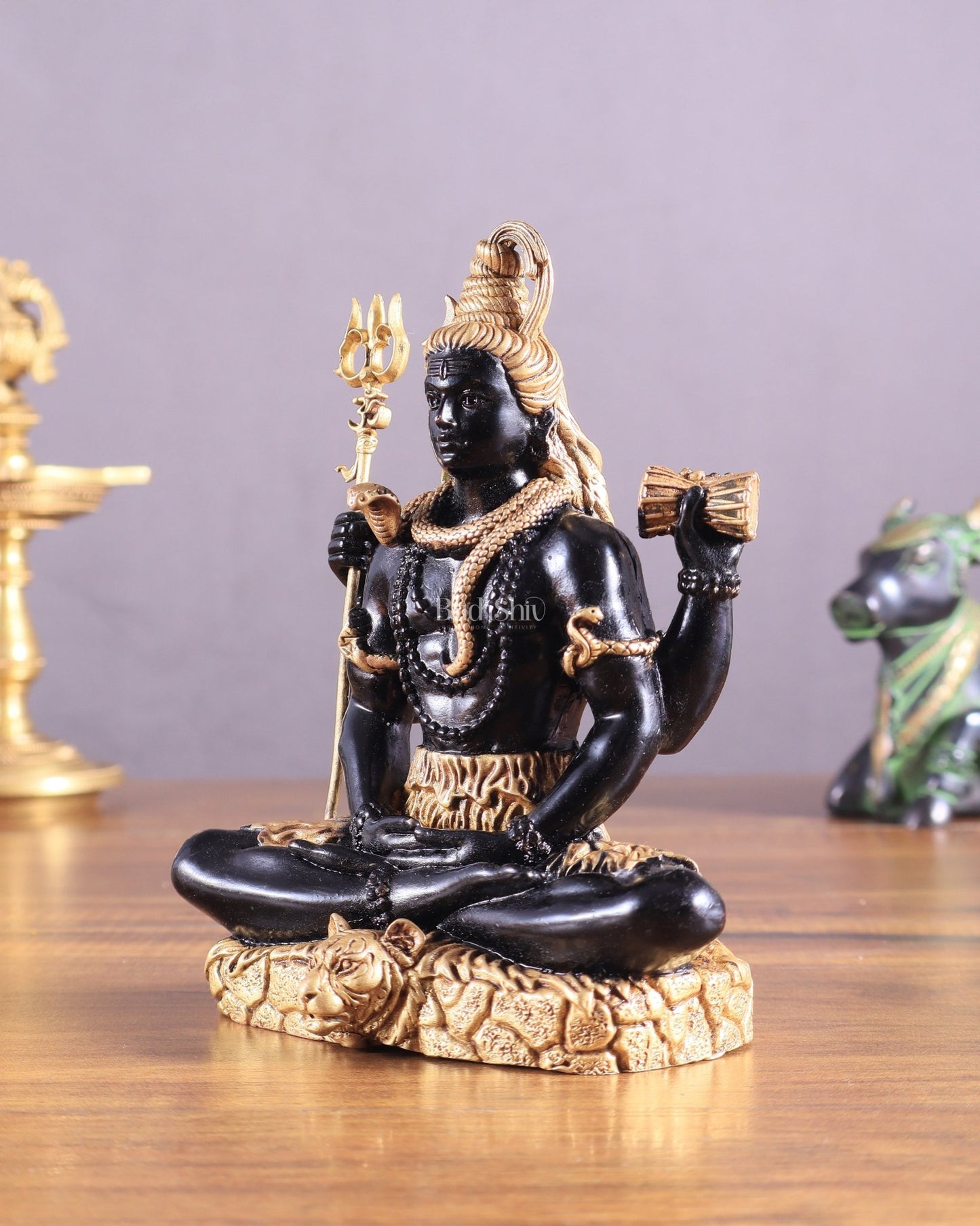 Brass Superfine Lord Shiva in Meditation (Dhyaan Mudra) Statue 6" - Budhshiv.com