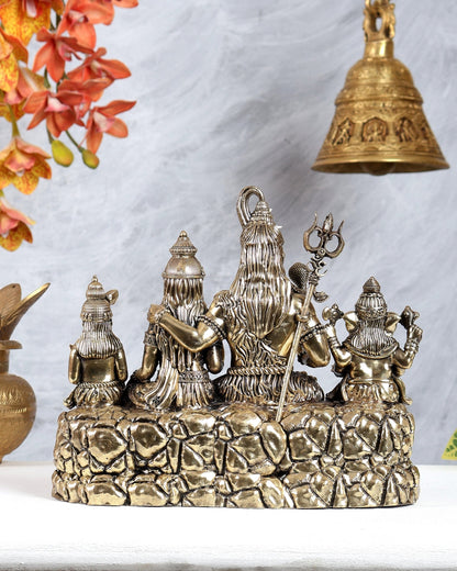 Brass Superfine Lord Shiva Parivar Idol – 9 Inch Complete Family Murti - Budhshiv.com