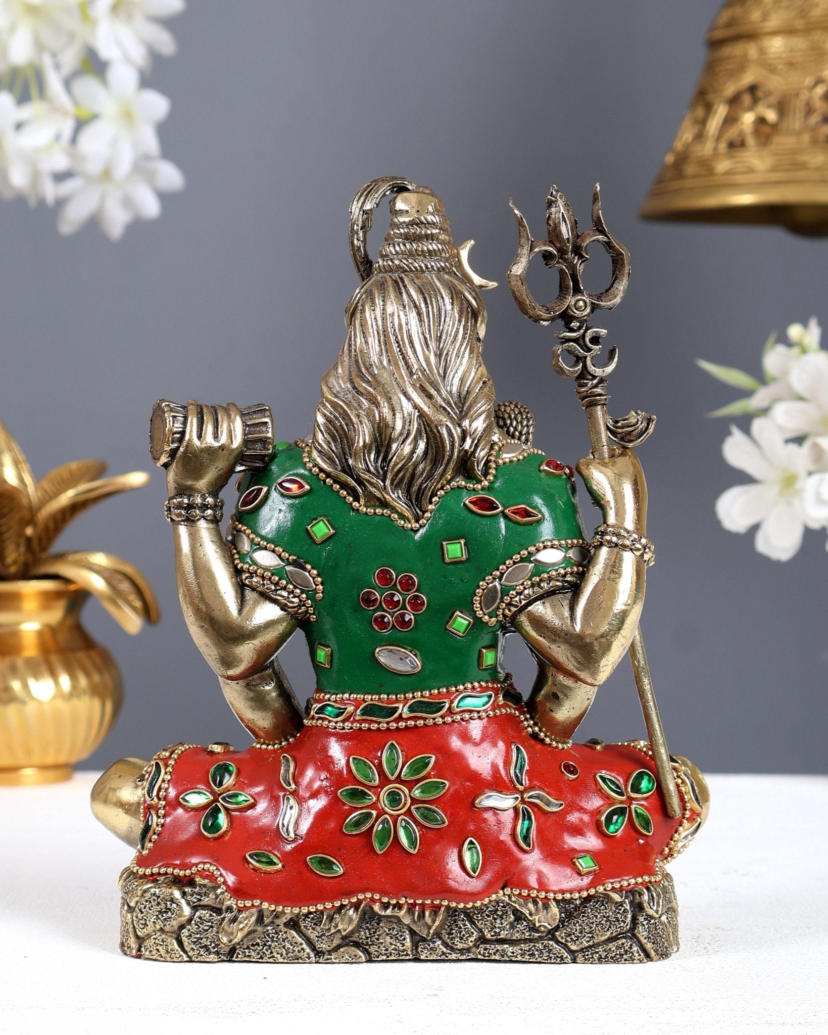 Brass Superfine Lord Shiva Statue – 7 Inch meenakari - Budhshiv.com