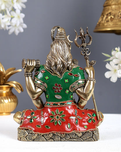 Brass Superfine Lord Shiva Statue – 7 Inch meenakari - Budhshiv.com