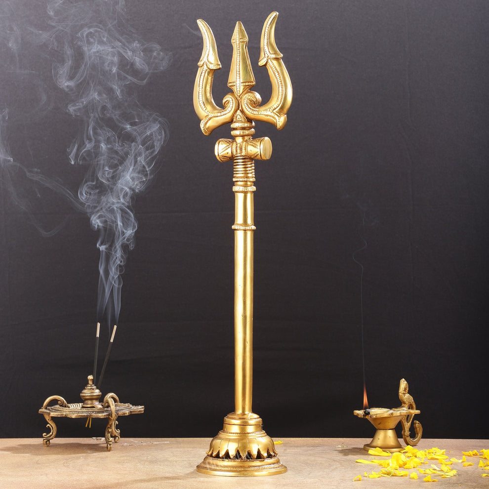 Brass Superfine Lord Shiva Trishul - 19 Inch Statue – Budhshiv.com