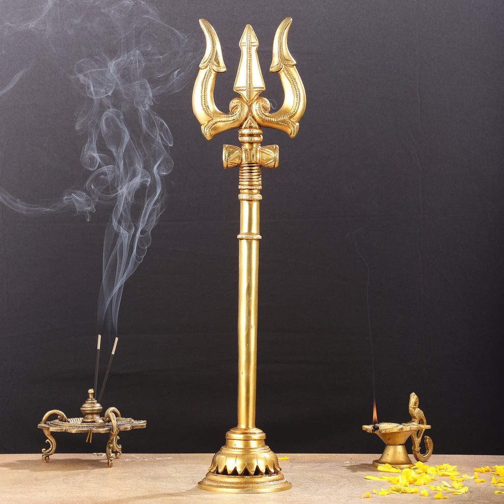 Brass Superfine Lord Shiva Trishul - 19 Inch Statue – Budhshiv.com