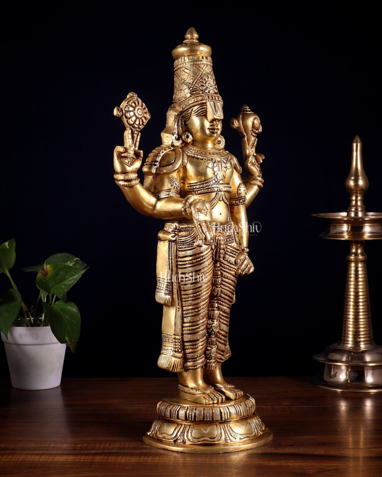 Brass Superfine Lord Tirupati Balaji Statue 18" Lord Venkateshwara - Budhshiv.com