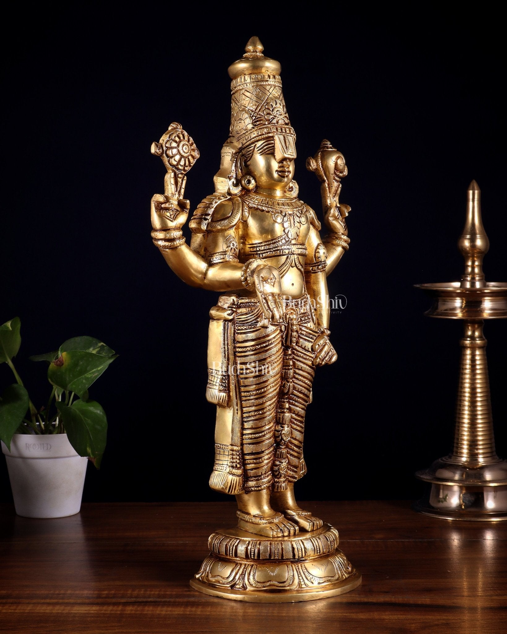 Brass Superfine Lord Tirupati Balaji Statue 18" Lord Venkateshwara - Budhshiv.com