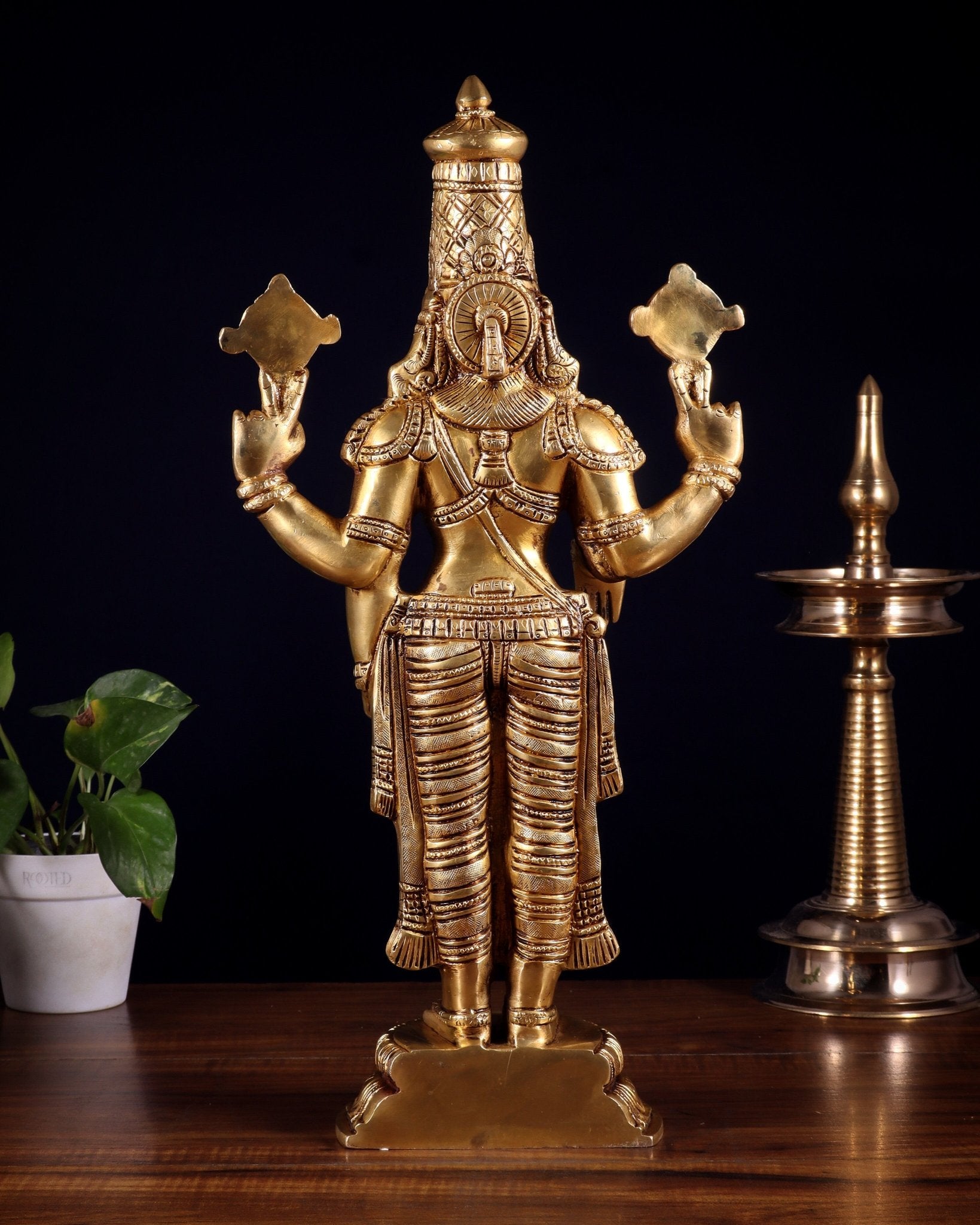 Brass Superfine Lord Tirupati Balaji Statue 18" Lord Venkateshwara - Budhshiv.com