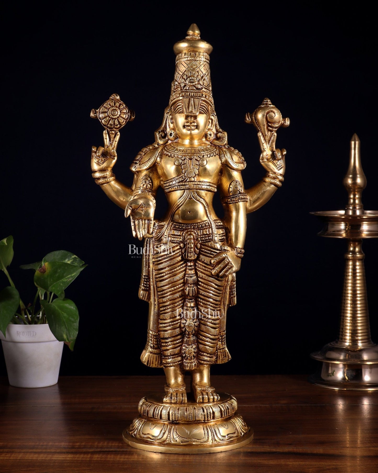 Brass Superfine Lord Tirupati Balaji Statue 18" Lord Venkateshwara - Budhshiv.com