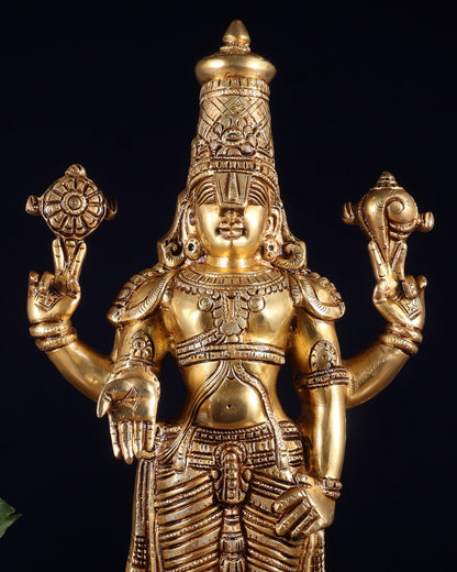 Brass Superfine Lord Tirupati Balaji Statue 18" Lord Venkateshwara - Budhshiv.com
