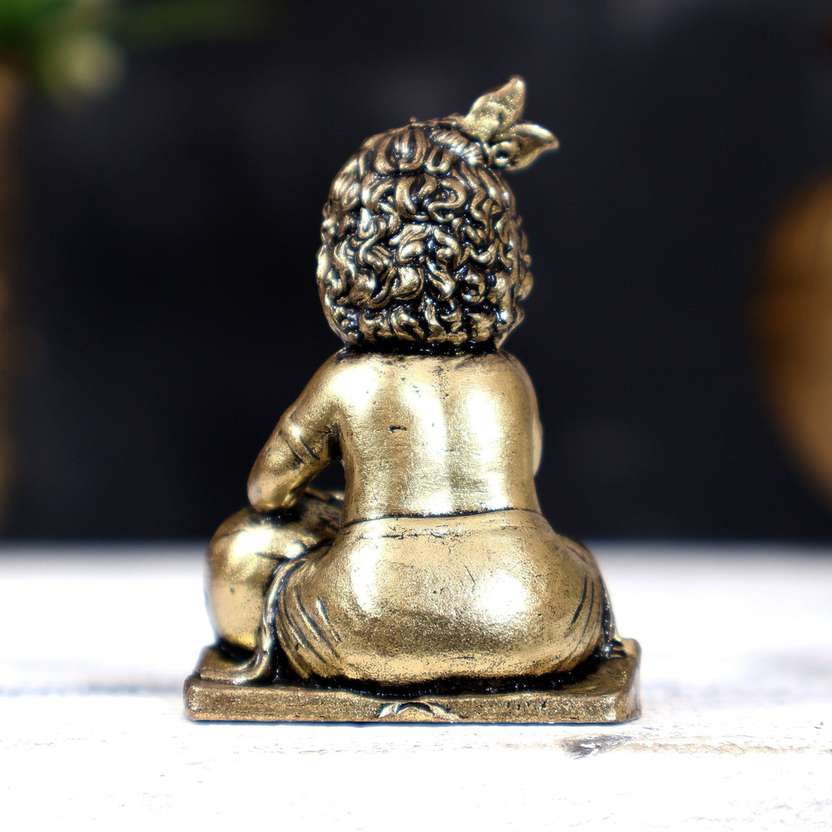 Brass Superfine Makhan Chor Bal Gopal — Baby Krishna Idol (Small) 2 inch - Budhshiv.com