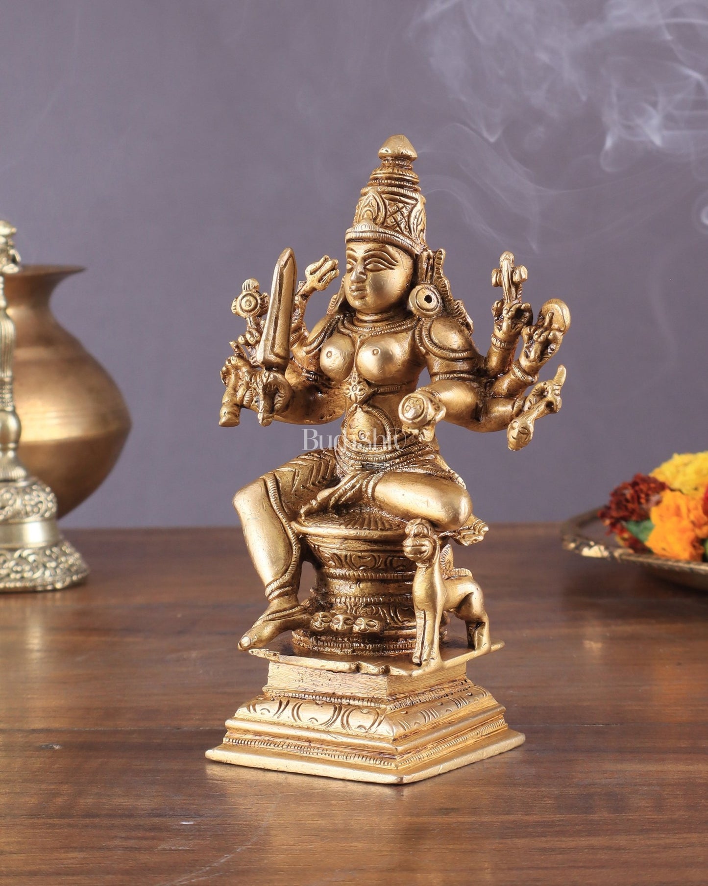 Brass Superfine Mariamman Shakti Idol 6.5" - Budhshiv.com
