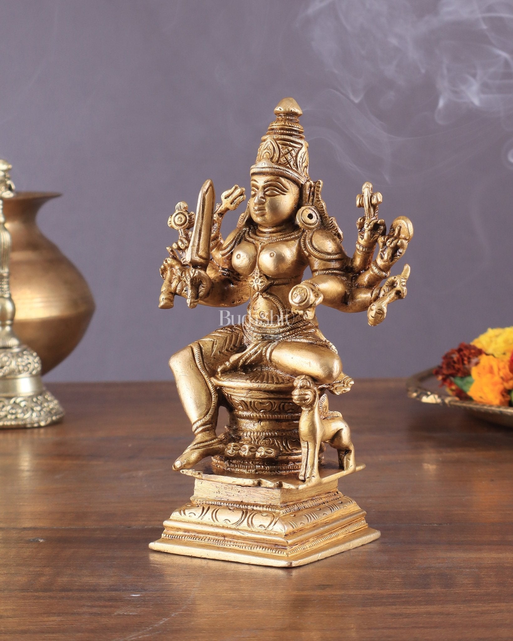 Brass Superfine Mariamman Shakti Idol 6.5" - Budhshiv.com
