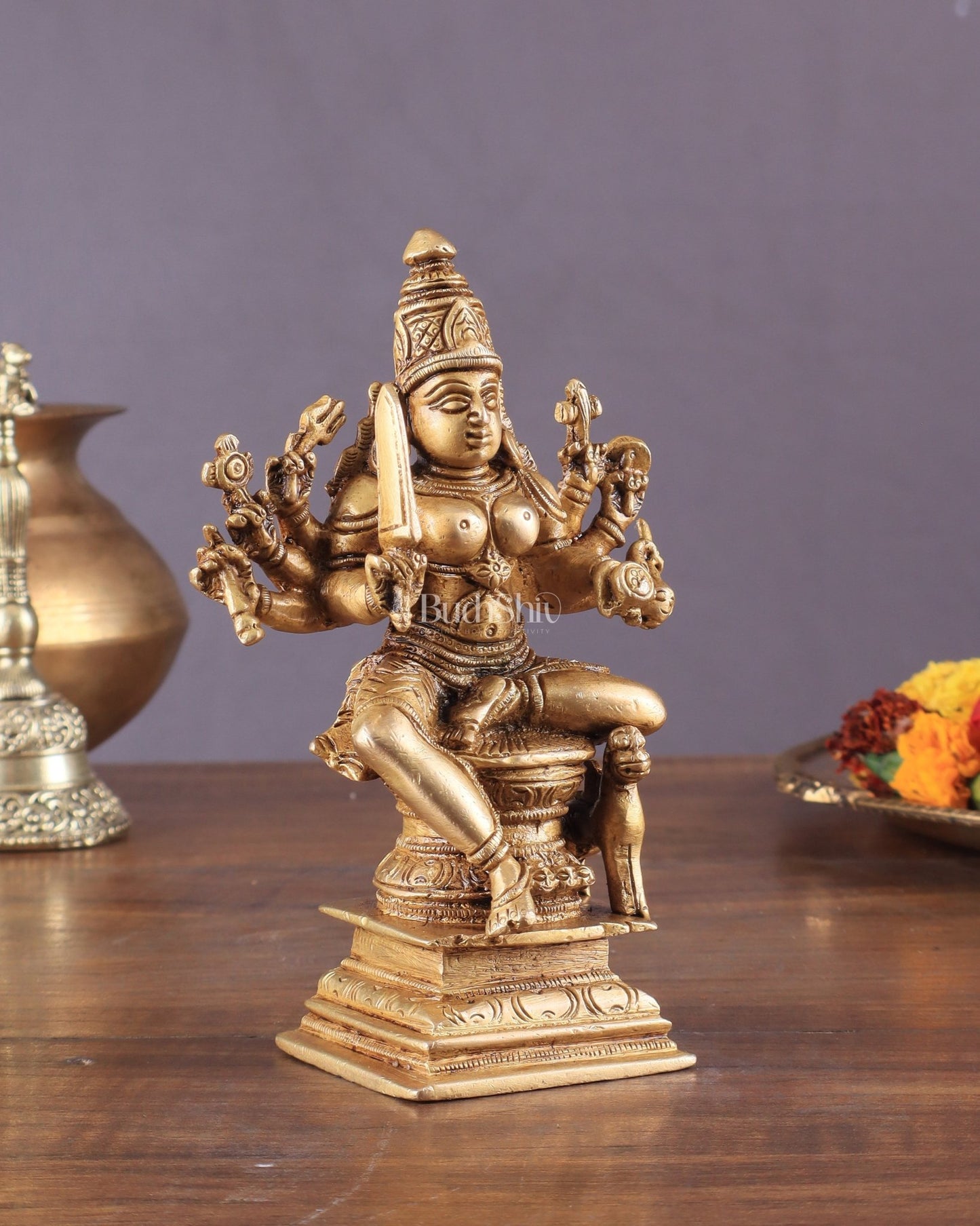 Brass Superfine Mariamman Shakti Idol 6.5" - Budhshiv.com