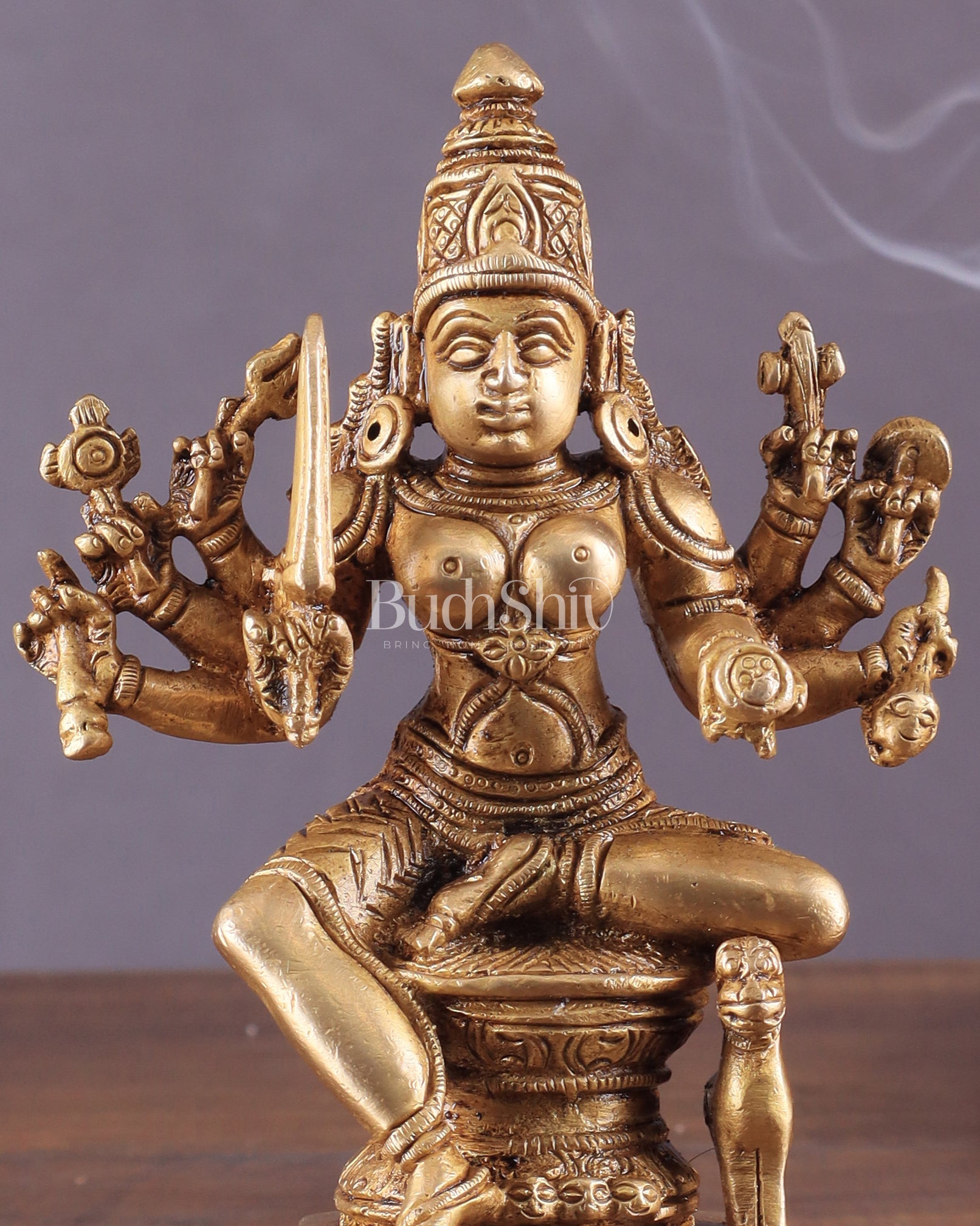 Brass Superfine Mariamman Shakti Idol 6.5" - Budhshiv.com