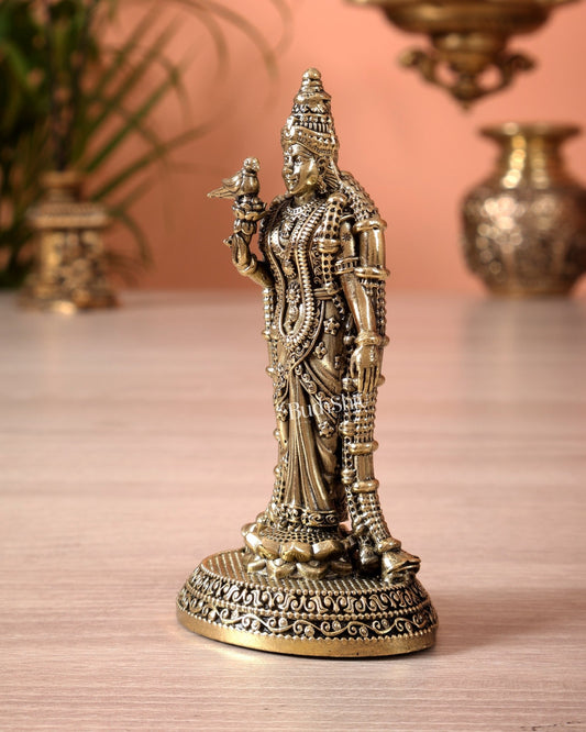 Brass Superfine Meenakshi Devi Idol (4 Inch) - Budhshiv.com