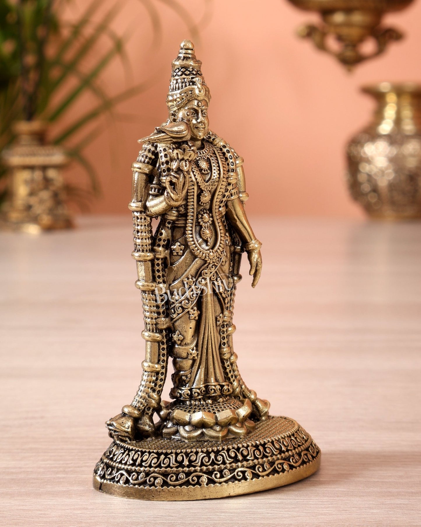 Brass Superfine Meenakshi Devi Idol (4 Inch) - Budhshiv.com