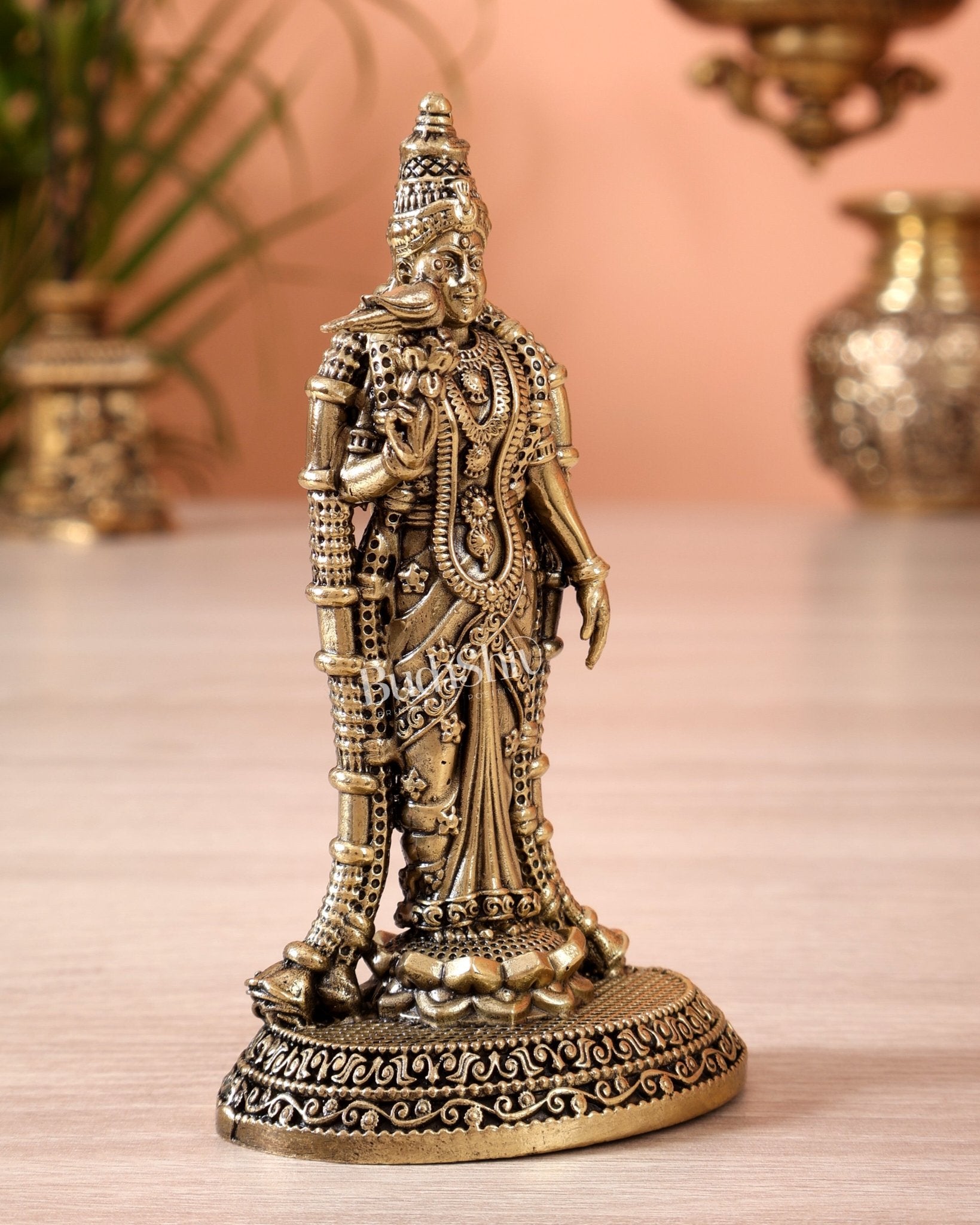 Brass Superfine Meenakshi Devi Idol (4 Inch) - Budhshiv.com