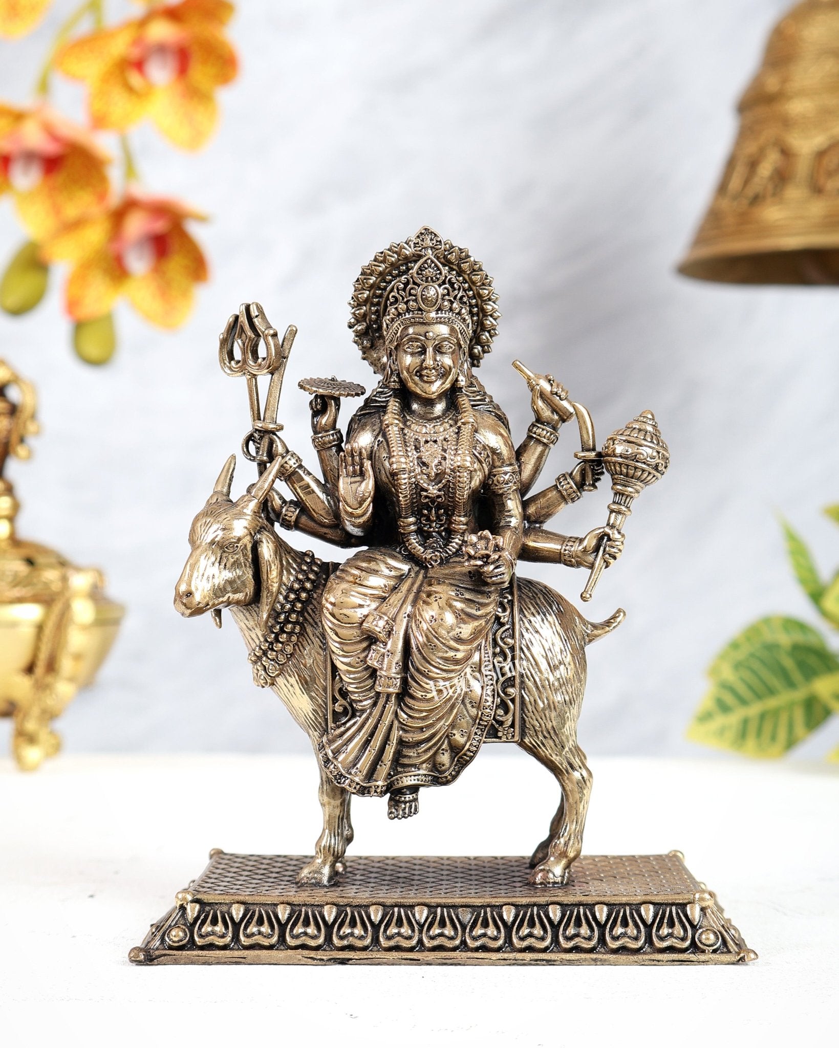 Brass Superfine Meldi Mata Idol – Divine Guardian Goddess Sculpture (5.5 Inches) - Budhshiv.com