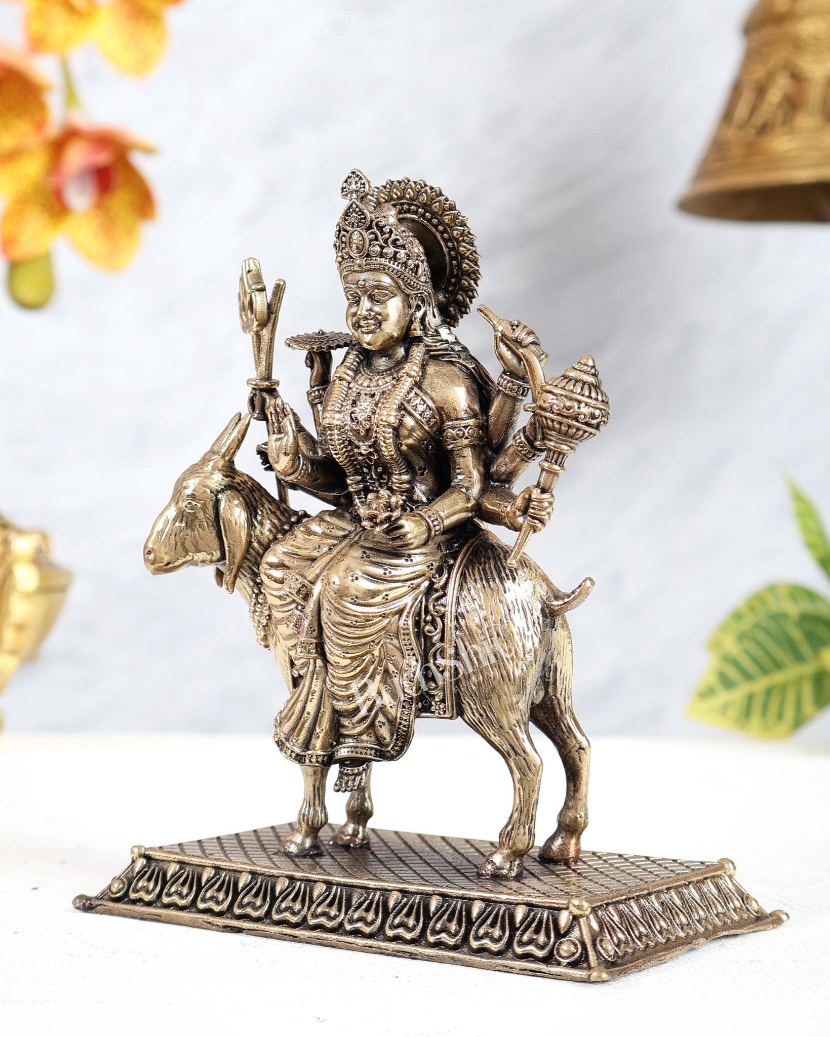 Brass Superfine Meldi Mata Idol – Divine Guardian Goddess Sculpture (5.5 Inches) - Budhshiv.com
