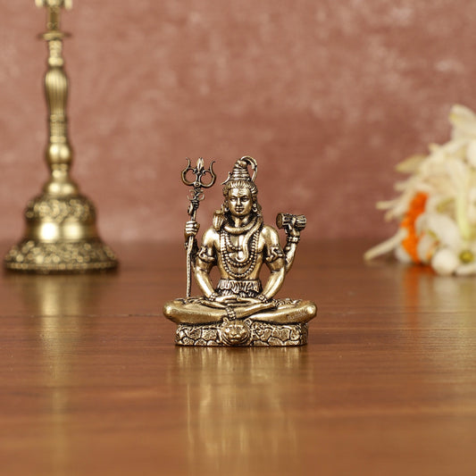 Brass superfine miniature Lord Shiva idol 2" - Budhshiv.com