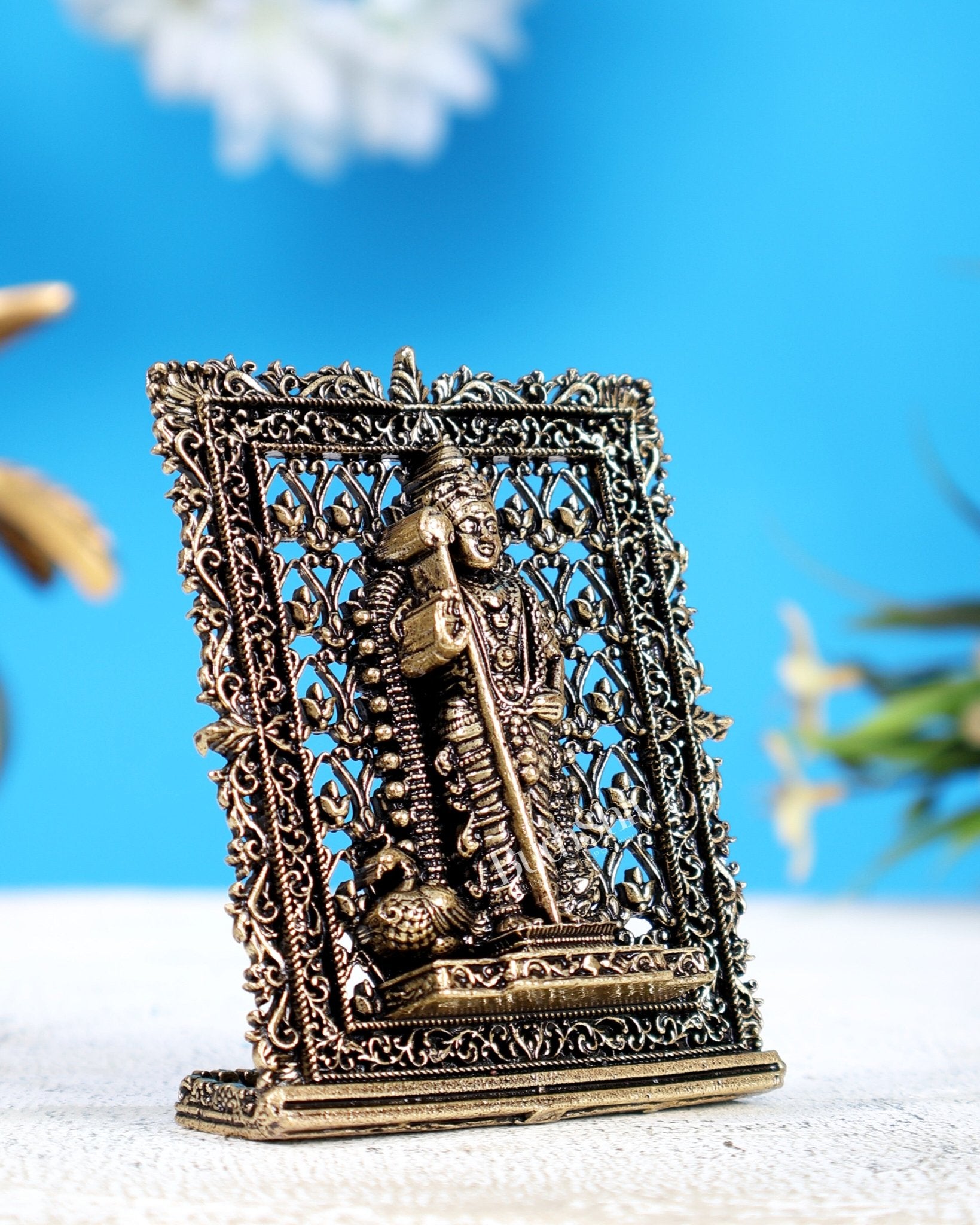 Brass Superfine Murugan Kartikeya Swamy Car Dashboard Idol (3 Inches) - Budhshiv.com