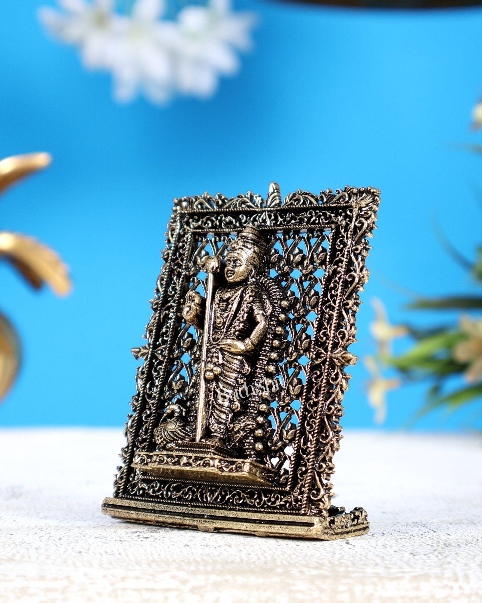 Brass Superfine Murugan Kartikeya Swamy Car Dashboard Idol (3 Inches) - Budhshiv.com