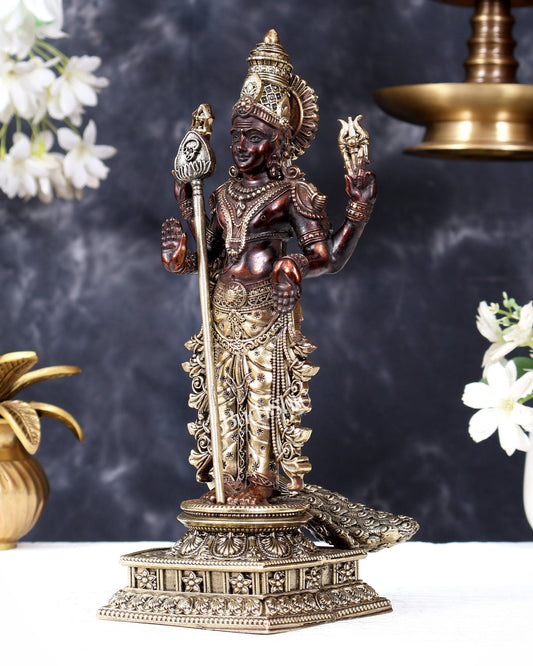 Brass Superfine Murugan Swamy (Subramanya Kartikeya) Idol (8 Inch ) antique dual tone - Budhshiv.com
