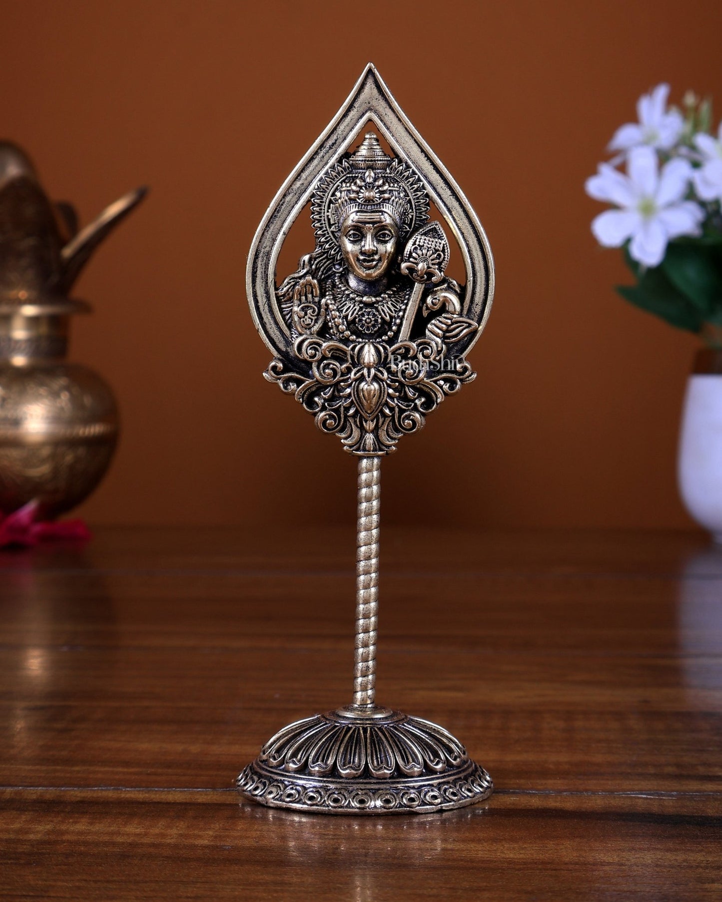 Brass Superfine Murugan Vel Idol | Sacred Vel Weapon of Lord Murugan 6 inch - Budhshiv.com