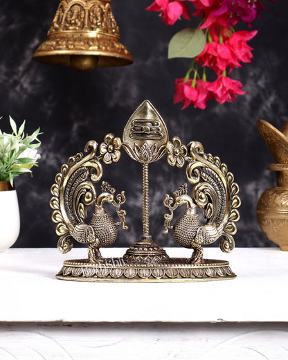 Brass Superfine Murugan Vel with Dual Peacock Design – Auspicious Kartikeya Symbol 6.75 inch - Budhshiv.com