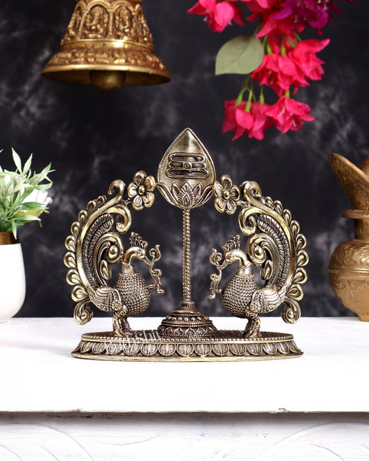 Brass Superfine Murugan Vel with Dual Peacock Design – Auspicious Kartikeya Symbol 6.75 inch - Budhshiv.com