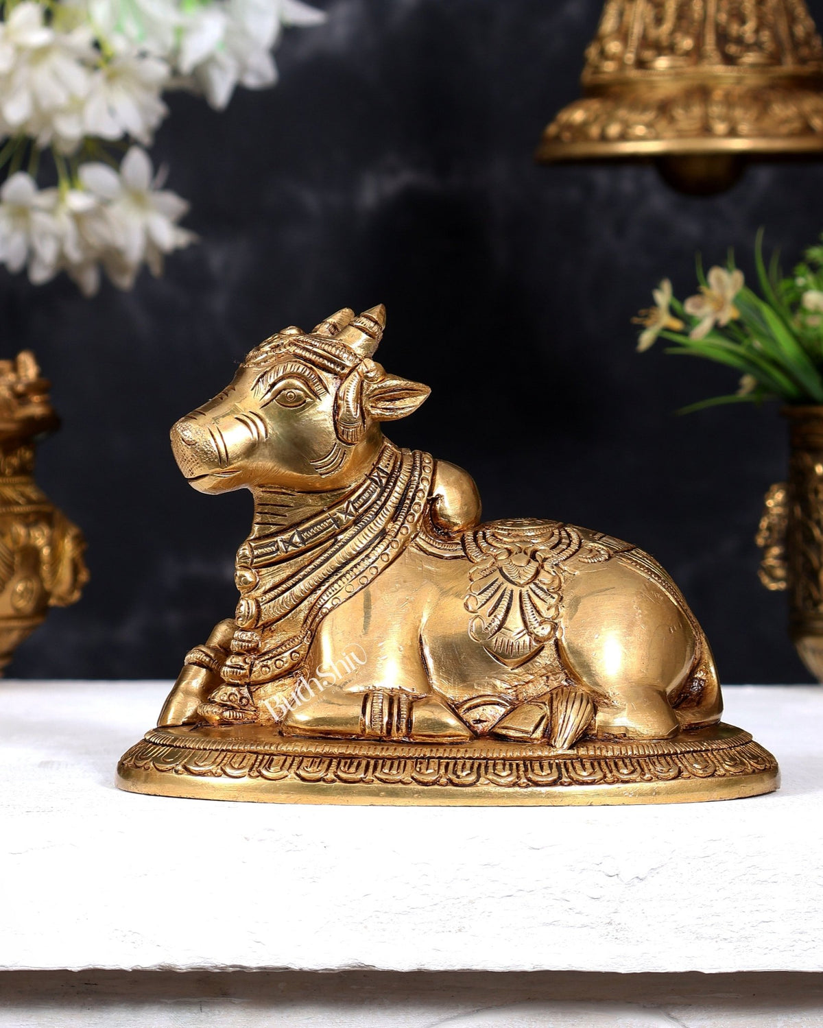 Brass Superfine Nandi Bull Idol | 5.5 inch - Budhshiv.com