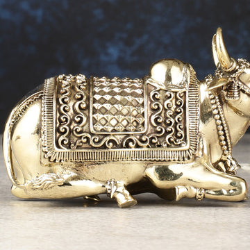Brass Superfine Nandi Idol - 5.5" - Budhshiv.com