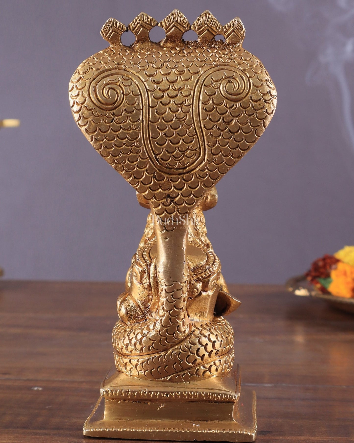 Brass Superfine Nandi with Vasuki Naag Idol 6" - Budhshiv.com