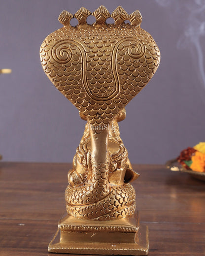 Brass Superfine Nandi with Vasuki Naag Idol 6" - Budhshiv.com
