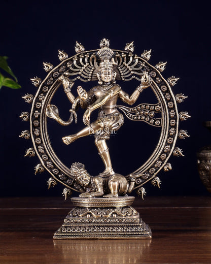 Brass Superfine Nataraja – Dancing Shiva with Intricate Carvings 6 inch - Budhshiv.com