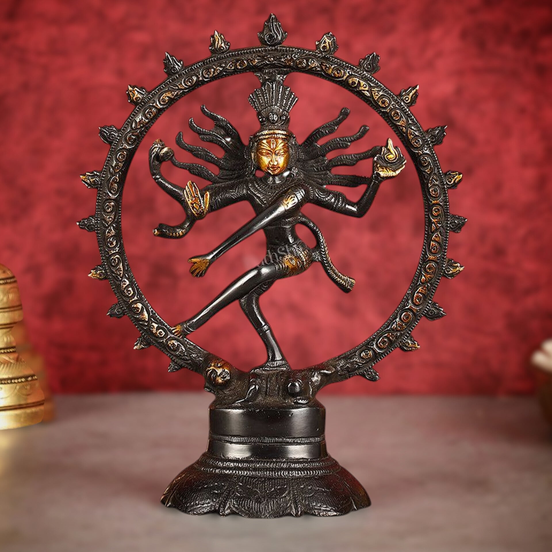 Brass Superfine Nataraja Idol - 7.5 Inch black - Budhshiv.com