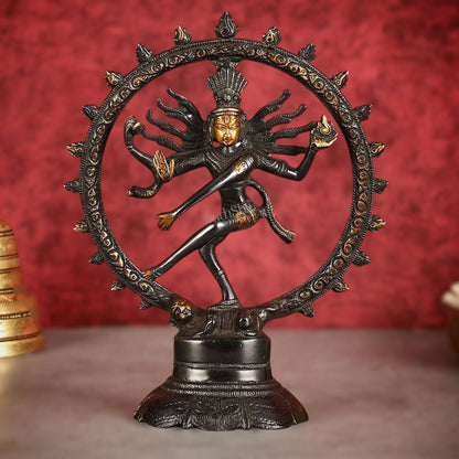 Brass Superfine Nataraja Idol - 7.5 Inch black - Budhshiv.com